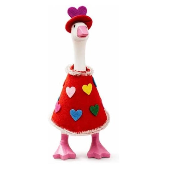 VQPeo Desktop Goose Costume Set Heart Felt Dress with Hat Love Theme Outfit for Small Goose Statue Tabletop Decor Romantic Accessories