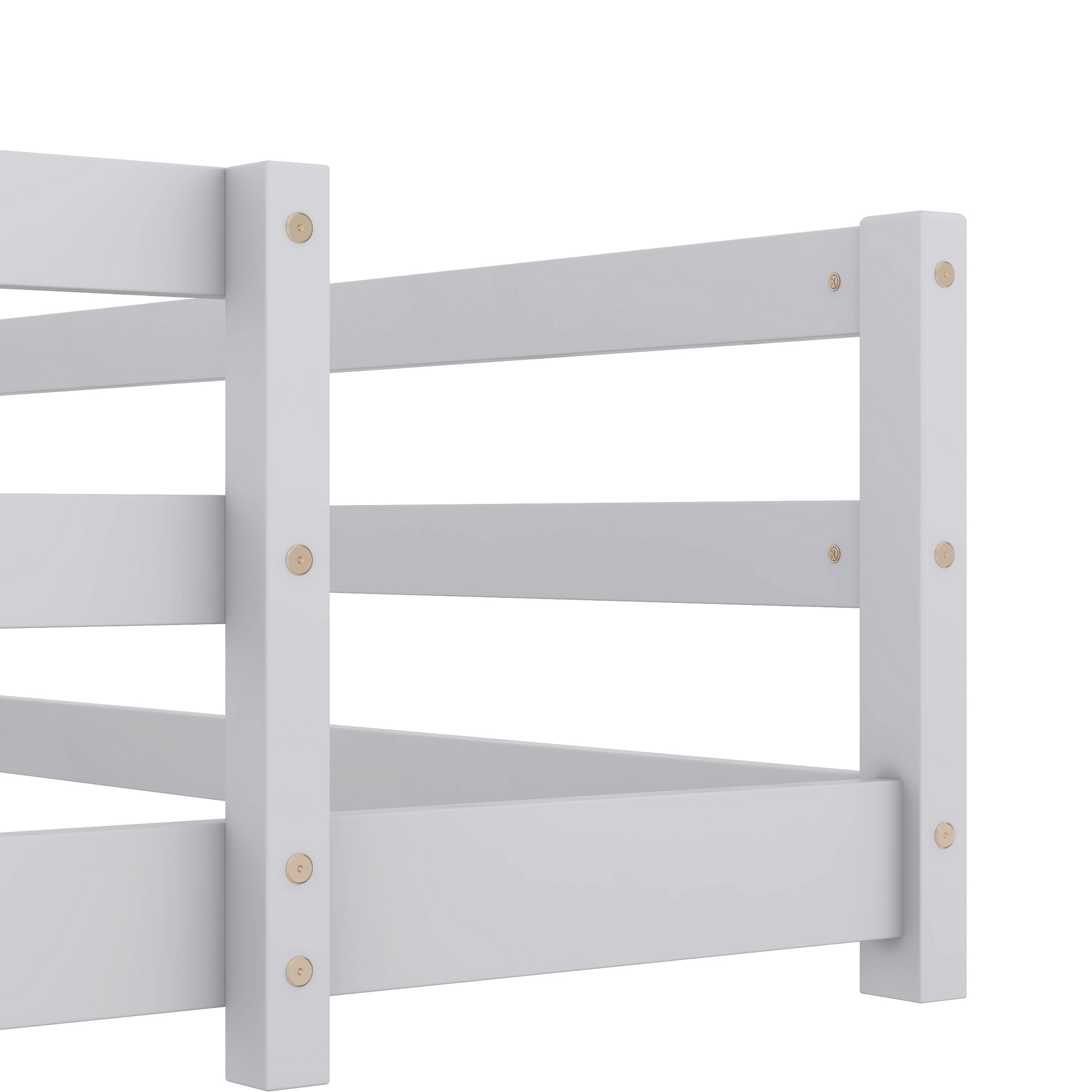Sesslife Full Size Floor Bed with Door and Fence, Wood Full Floor Platform Bed with Slats, Full Montessori Bed for Boys Girls, No Box Spring Needed, Grey