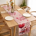 thumbnail image 3 of Pink Valentine's Day Table Runner - 72 Inch Long, Kitchen Dining Table Runner Dresser Scarves, Love Heart Gnomes Truck Roses Farmhouse Decor for Coffee Tables Wedding Party Banquet, 3 of 8