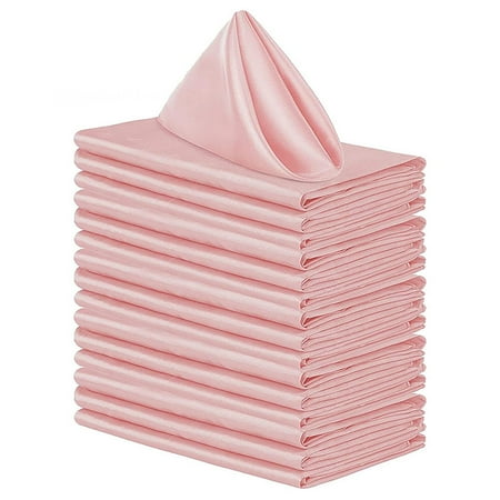 

20 Pcs Square Dinner Cloth Napkins High-Density Imitate Silk Cloth Napkin Soft Smooth Fabric Satin Napkin Hotel Quality Multiple use Weddings Party(Pink)