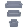 thumbnail image 1 of Golden Linens 3-Piece SlipCover Set for Sofa Loveseat Couch Arm Chair, Stretch ((4 Way)) to Fit /Slipcovers Set, Furniture Protector Cover Set, Wrinkle Free# Yafa Light Grey, 1 of 7
