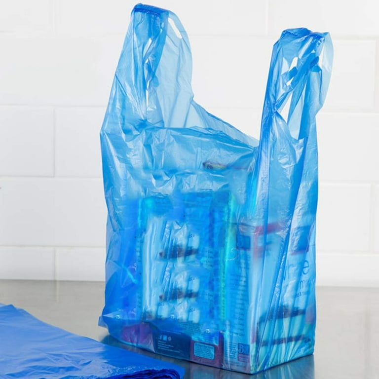 ROYAL 7 200CT Jumbo/Extra Large Plastic Grocery Reusable T-shirts Carry-out  19x10x32 Bags (BLUE, 200)