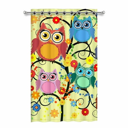 Mkhert Owls Blackout Window Curtain Drapes Bedroom Living