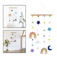 thumbnail image 3 of Adorno de pared de macramé con forma de arcoíris para la habitación del bebé, expositor de fotos colgante con pompón, luna, nube y estrellas, juguetes colgantes para cuna C, 3 of 8