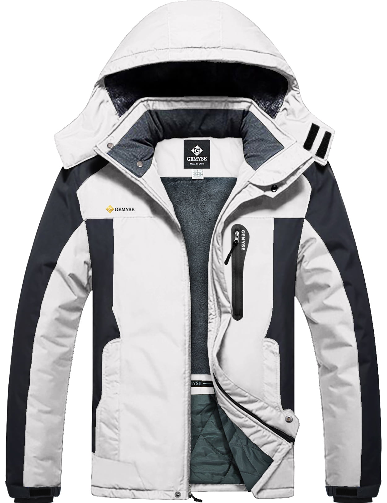 GEMYSE Boy's Waterproof Ski Snow Jacket Fleece Windproof Winter Jacket with Hood 