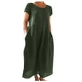 thumbnail image 2 of Robe Midi Décontractée à Manches Courtes et Col Rond pour Femmes avec Poches, 2 of 5