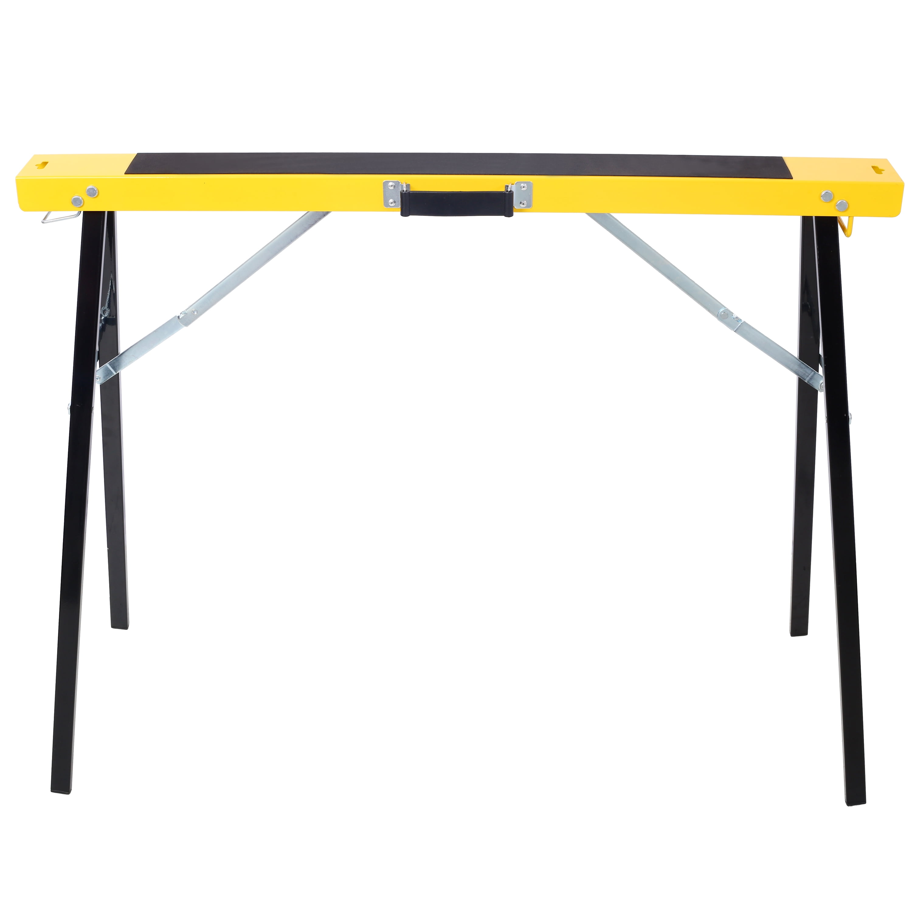 Saw Horses 2 Pack, Folding Portable Work Horse with Fast Open Legs, Convenient Handle, Heavy Duty Steel Sawhorse for Garage, Workshop, Fully Assembled