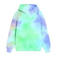 thumbnail image 3 of CYRBOKO Girls Hooded Sweatshirt, Casual Soft Tie Dye Long Sleeve Pullover Hoodies Green Size 5-6 T, 3 of 5