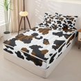 thumbnail image 3 of Manfei Vintage Cow Spot Zipper Twin Comforter Sets with Fitted Sheet and 2 Pillowcases,Abstract Animal Spot Zipper Bedding Set,Brown White Black,Reversible, 3 of 7