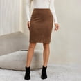 thumbnail image 2 of Gfyviroh Pencil Skirt for Women Comfy Faux Suede Slim Bodycon Skirts High Waist Stretch Office Casual Skirt, 2 of 7