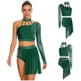 thumbnail image 3 of Aislor Lyrical Dance Women Single Long Sleeve Crop Top with Skirted Briefs Ballet Skating Outfit Dark Green XXL, 3 of 7