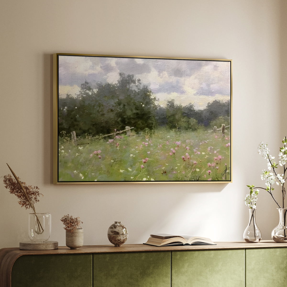 Vintage Landscape-CCLXIV By Wexford Home Framed in Gold Wood Gallery Wrapped Canvas 17 in. x 25 in.