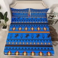 thumbnail image 2 of Homewish Retro Boho Tribal Queen Sheet Sets,Rustic Farmhouse Horse Flat Sheet,Blue Orange Queen Fitted Sheet For Boy Kids,Ultra Soft Home Decor,4 Pieces, 2 of 7