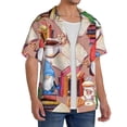 thumbnail image 4 of Xecao offers the Gnomes Books Tea Cups for Men's Casual Short-sleeved Shirt, a button-up collared shirt with a pocket, perfect for beach vacations and yacht travel in the X-Large size., 4 of 7