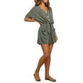 thumbnail image 3 of Luiryar Women Juniors Tunic Jumpsuits V Neck Plain Casual Short Sleeve Romper One Piece Short Playsuit With Pocket, 3 of 7