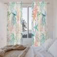 thumbnail image 3 of Teal Red Jellyfish Coastal Kitchen Curtain for Berdoom Living Room Cafe 72 Inch Length, Nautical Beach Coral Starfish Tiers Curtains Light Filtering Drapes Window Treatment 2 Panels 52"Wx72"L, 3 of 8