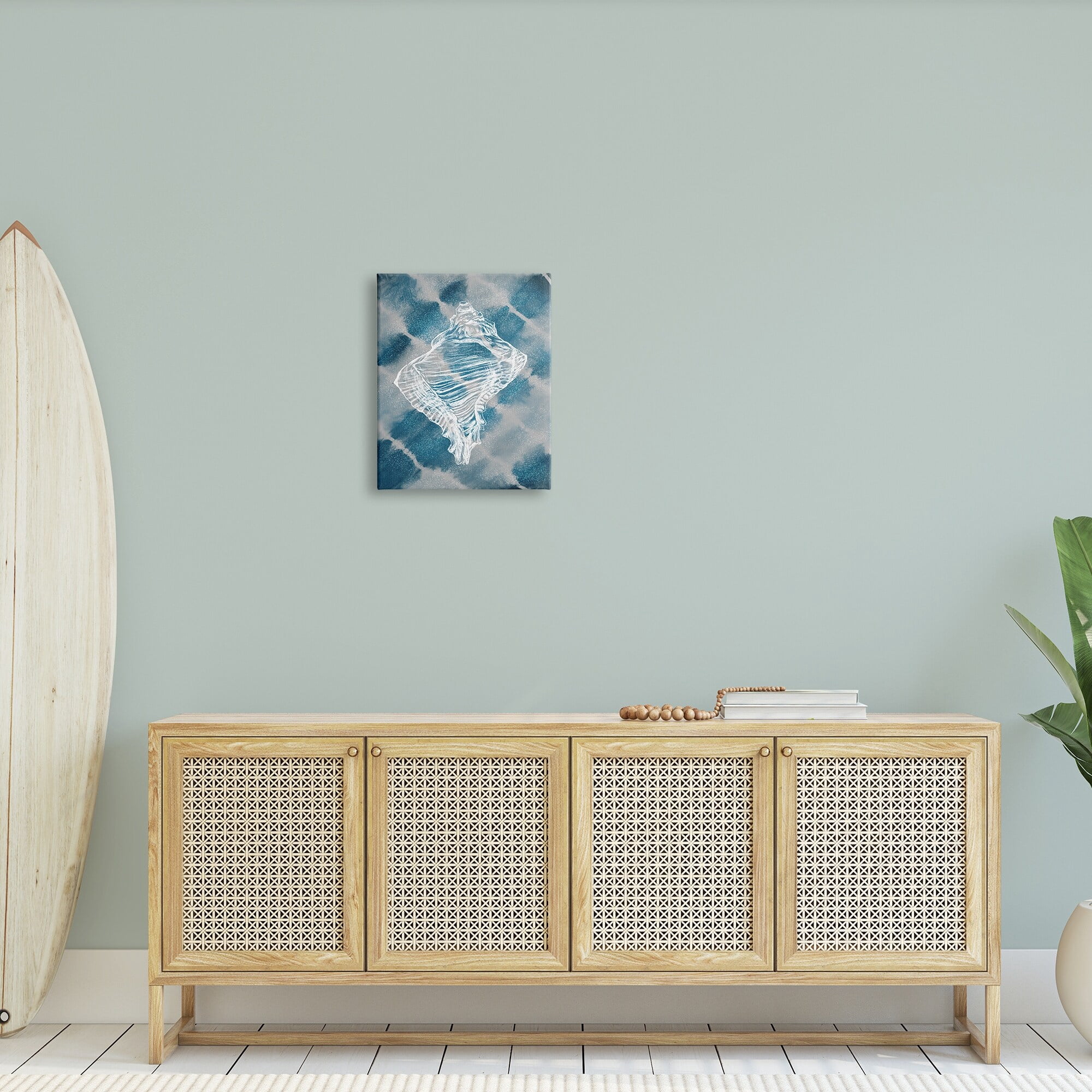 Stupell Industries Conch Shell Vintage Nautical Blue Tie Dye Pattern, 36 x 48,Design by Ziwei Li