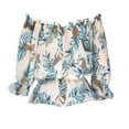 thumbnail image 4 of One Shoulder Chiffon Tops for Women Puff Long Sleeve Tie Blouse Loose Floral Printed Casual Shirts, 4 of 5