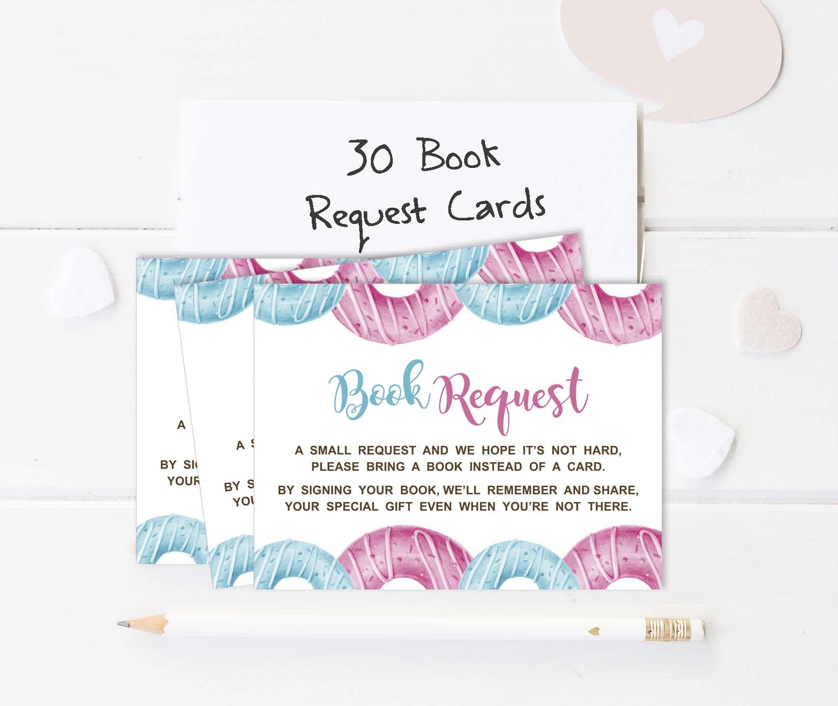 Inkdotpot 30Donuts He Or She Gender Reveal Baby Shower Book Request Cards Bring A Book Instead Of A Card Baby Shower Invitations Inserts Games