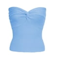 thumbnail image 5 of Valcatch Women's Strapless Crop Top Sweetheart Neck Ribbed Knit Twisted Knot Front Sleeveless Tanks Top, 5 of 6