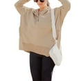 thumbnail image 2 of Langwyqu Spring Autumn Women Oversized Button Down Henley Hoodies Long Sleeve Sweatshirt, 2 of 5