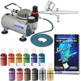 thumbnail image 1 of Master Airbrush Cake Decorating Airbrushing System Kit with a Gravity Feed Airbrush, Set of 12 Chefmaster Food Colors, Pro Cool Runner II Dual Fan Air Compressor - Hose, Holder, How To Guide, Cupcakes, 1 of 4