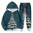 thumbnail image 3 of Mercatoo Boys Girls Sweatsuit Kids 2 Piece Christmas 𝐓racksuits Xmas Printed Jogging Outfits Sweatpants & Fleece Hooded Set, 3 of 8