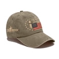 thumbnail image 2 of Washed Cotton Hats with Vintage Flag Design And Adjustable Fit, Great for Father’s Day Gifts Birthday Surprises Khaki, 2 of 5
