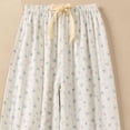 thumbnail image 4 of cfhntfmh Women's Comfy Casual Pajama Pants with Drawstring Spring Summer Lounge Bottom Wide Leg Pajama Pants, 4 of 5