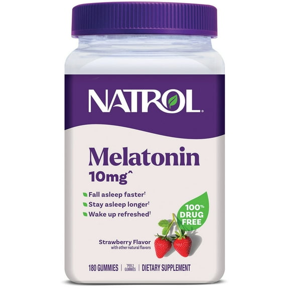 Natrol Sleep Melatonin 10mg Per Serving Gummies, Strawberry, 180 ct.