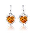 thumbnail image 1 of Pendientes JeenMata Forma de Corazón 1,25 Quilates Citrina Bañados en Oro Blanco 18 K sobre Plata, 1 of 7
