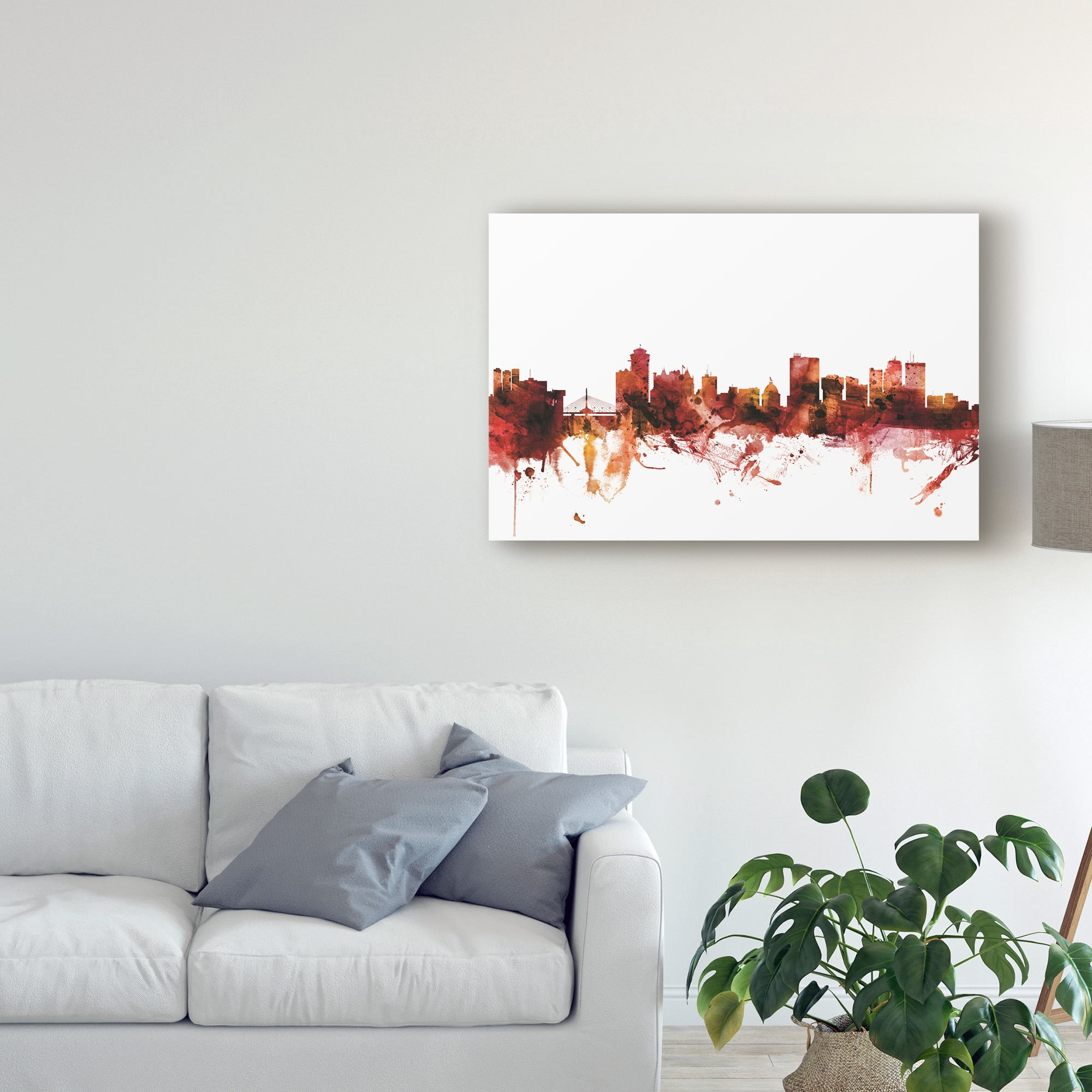 Trademark Fine Art 'Winnipeg Canada Skyline Red' Canvas Art by Michael Tompsett
