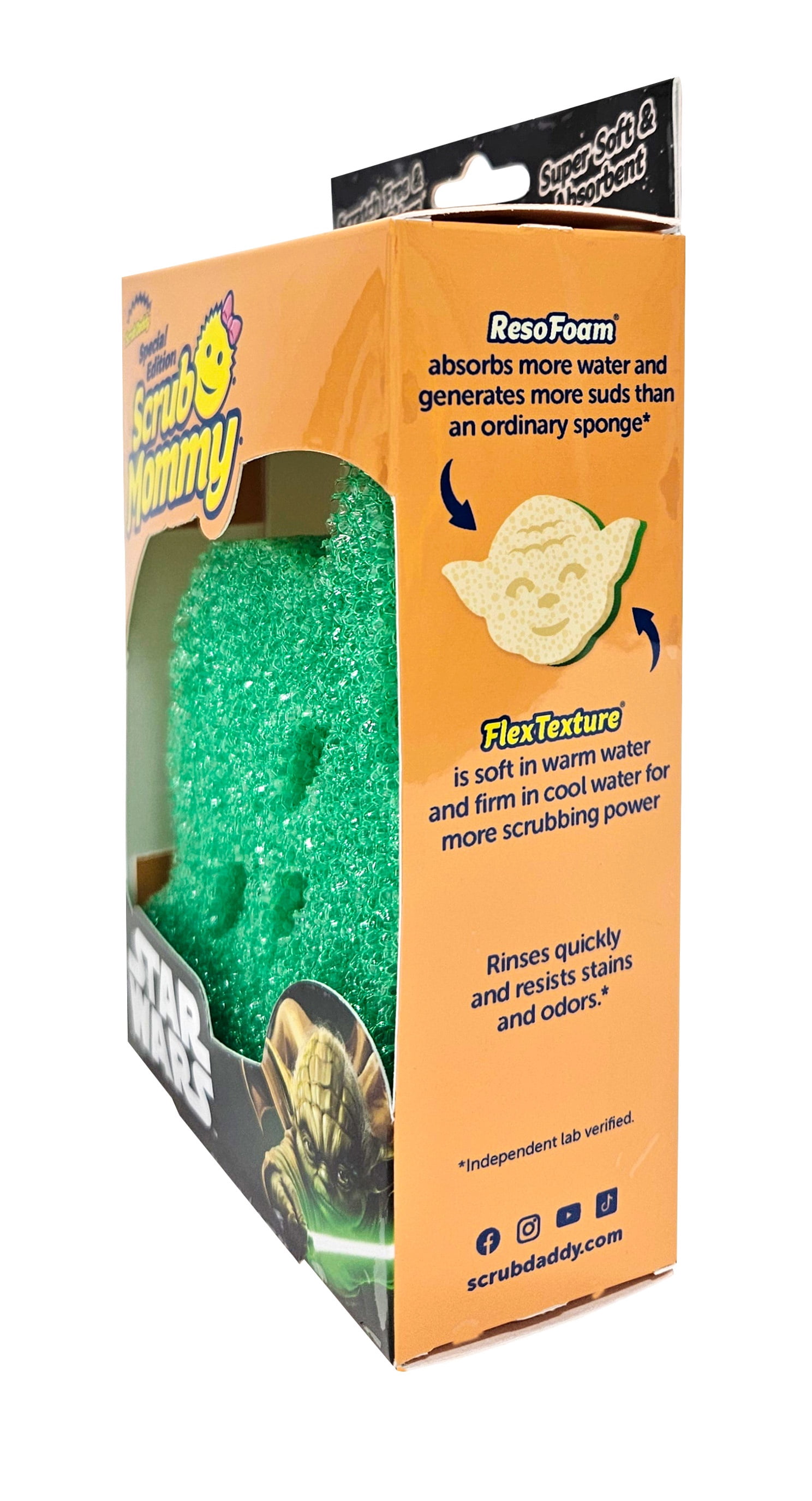 Scrub Daddy Scrub Mommy Star Wars Green Yoda Sponge Scratch-Free Dish Scrubber, Kitchen & Bath Cleaning Supplies, 1 Count