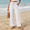 thumbnail image 2 of Wide Leg Pants for Women Ihhxva High Waisted Elastic Waist Cooling Solid Color Adjustable with Pockets Summer Lounge Work Casual Trousers S-3XL, 2 of 8