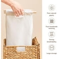 thumbnail image 5 of Large Laundry Hamper with Lid and Removable Liner Bag, Wicker Laundry Basket with Heightened Feet, Foldable Rattan Clothes Hamper, Handwoven Water Hyacinth Laundry Basket for Clothes and Towels, 5 of 14