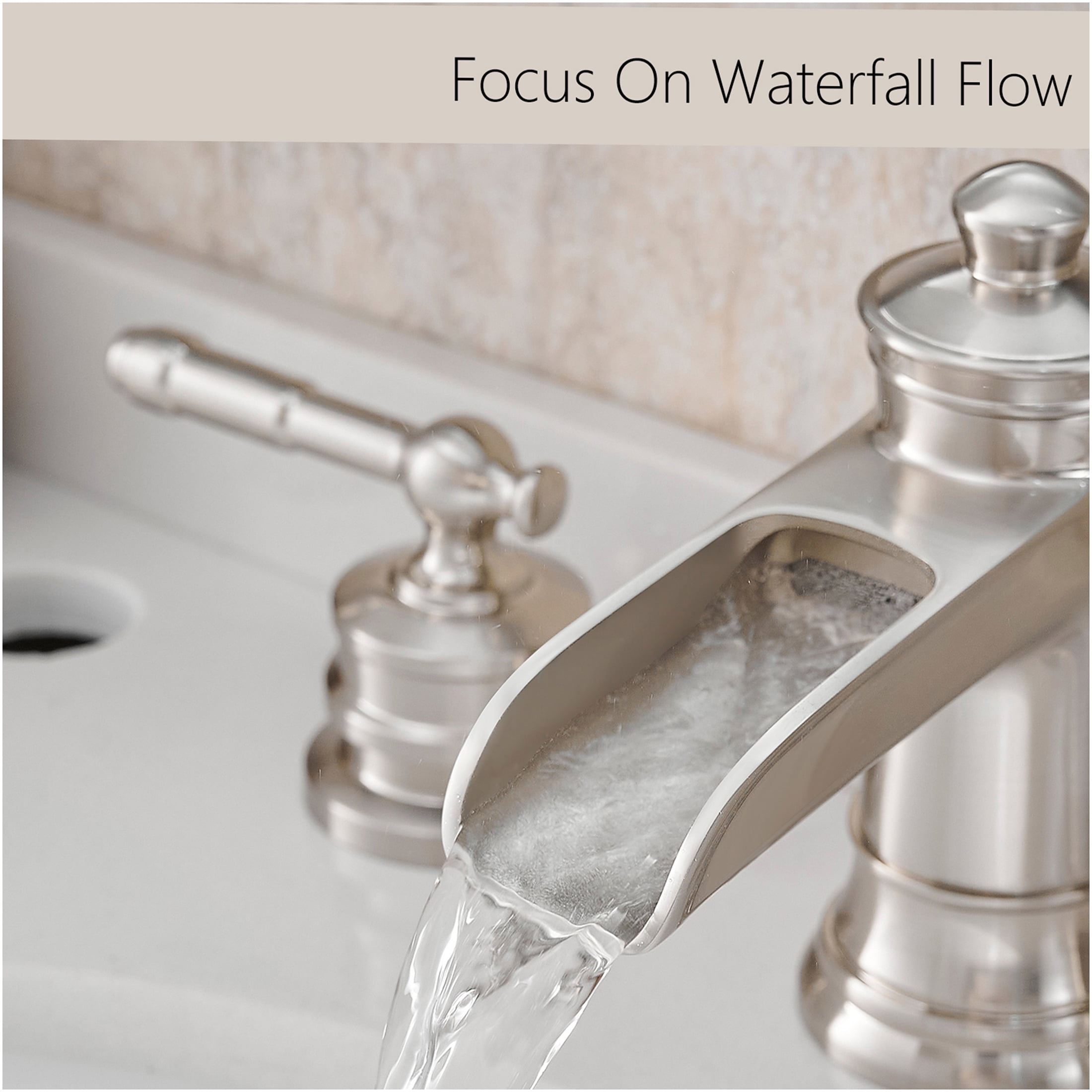 JERFIT 8 inch Widespread Bathroom Faucet with Drain Assembly, Brushed Nickel, 3-Hole Vanity Sink Faucet, Double Lever Handle, Solid Brass Construction