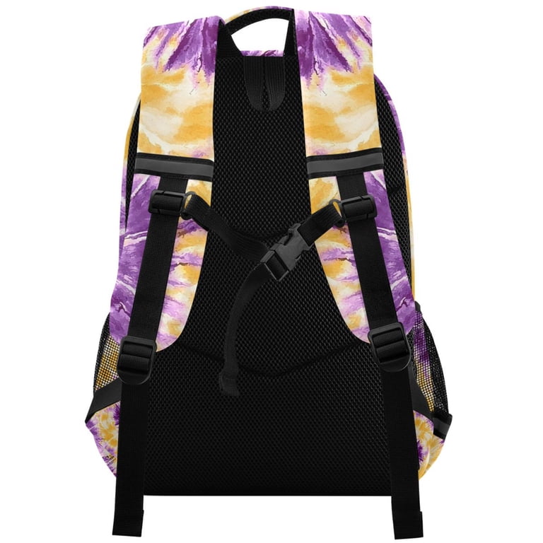 ALAZA Yellow Tie-dye Purple Backpack Elementary School Bag Bookbag