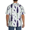 thumbnail image 3 of Fuzoiu Lavender Flowers Print Men's Casual Short,Men's Short Sleeve Shirt,Mens Casual Button Down Shirts,Cuban Collar Summer Shirt for Beach, Vacation, and Outdoor Activities-Large, 3 of 5