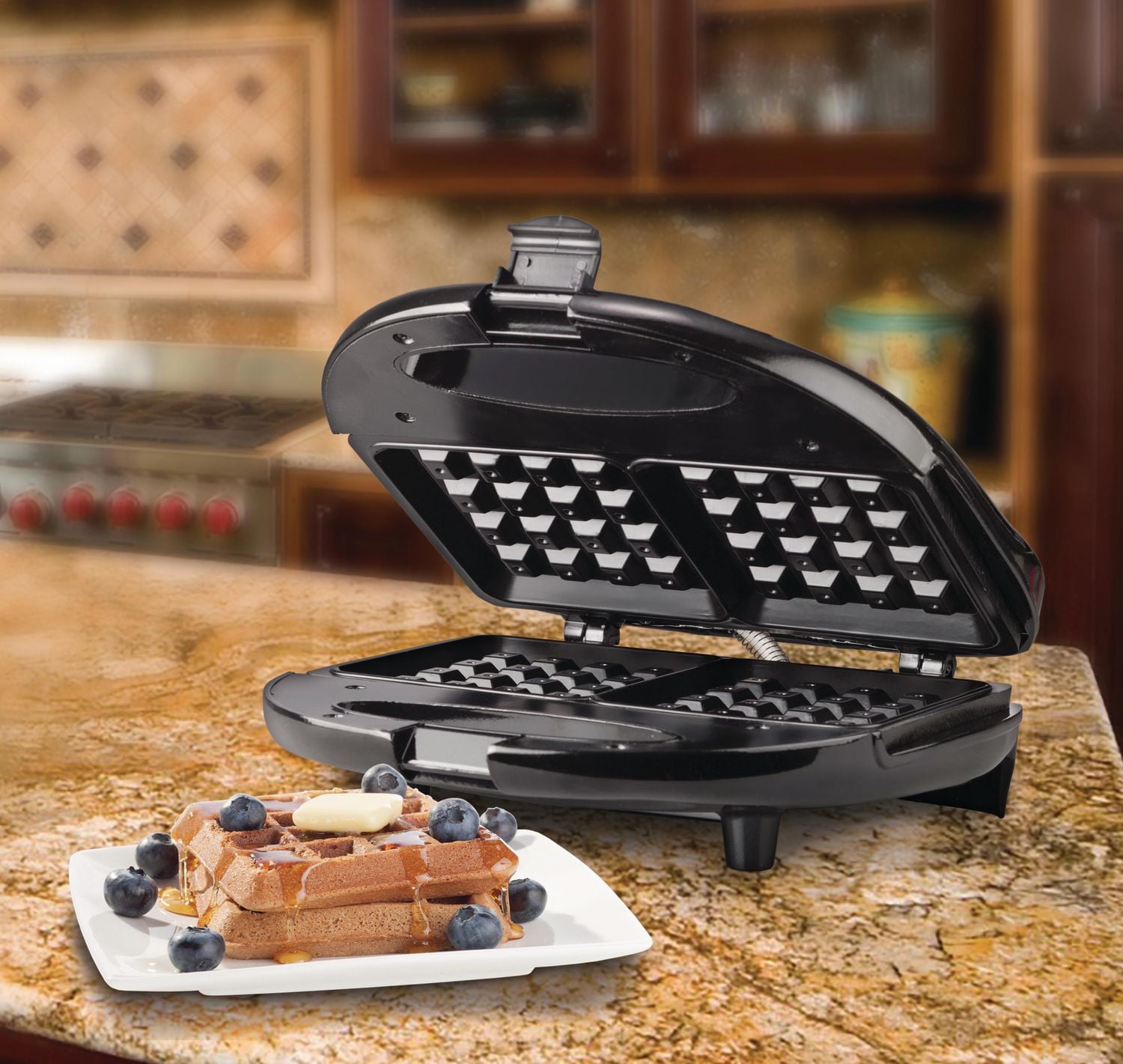 Brentwood Non-Stick Dual Waffle Maker, Black