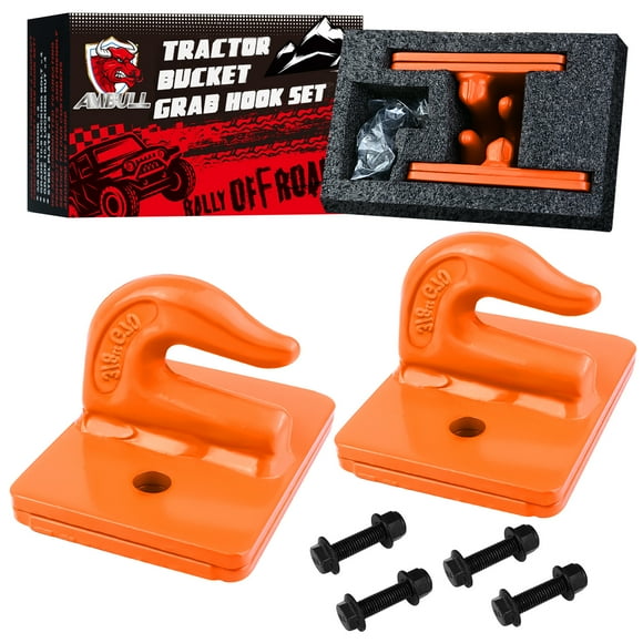 2PCS 3/8in Bolt On Tractor Bucket Grab Hook Loader Chain Tow Hooks Heavy Load