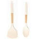thumbnail image 1 of Juego de Herramientas de Cocina Ergonómicas Antiarañazos con Mango de Madera Natural de 2 Piezas para Utensilios de Cocina Antiadherentes Crema, 1 of 5