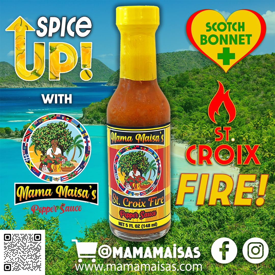 Mama Maisa’s St. Croix Fire Pepper Hot Sauce – Caribbean Scotch Bonnet Flavor Built for Serious Heat Lovers, 3 Pack, 15 fl oz