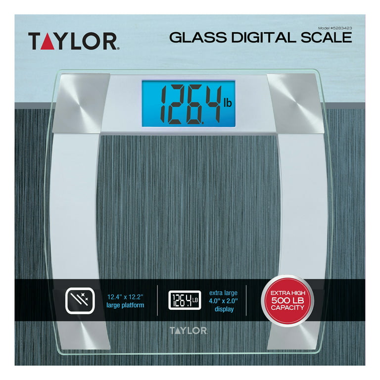Taylor Clear Glass Bathroom Scale with Curved Stainless Steel Accents, Size: 32-Ounce Prospect - Living Coral