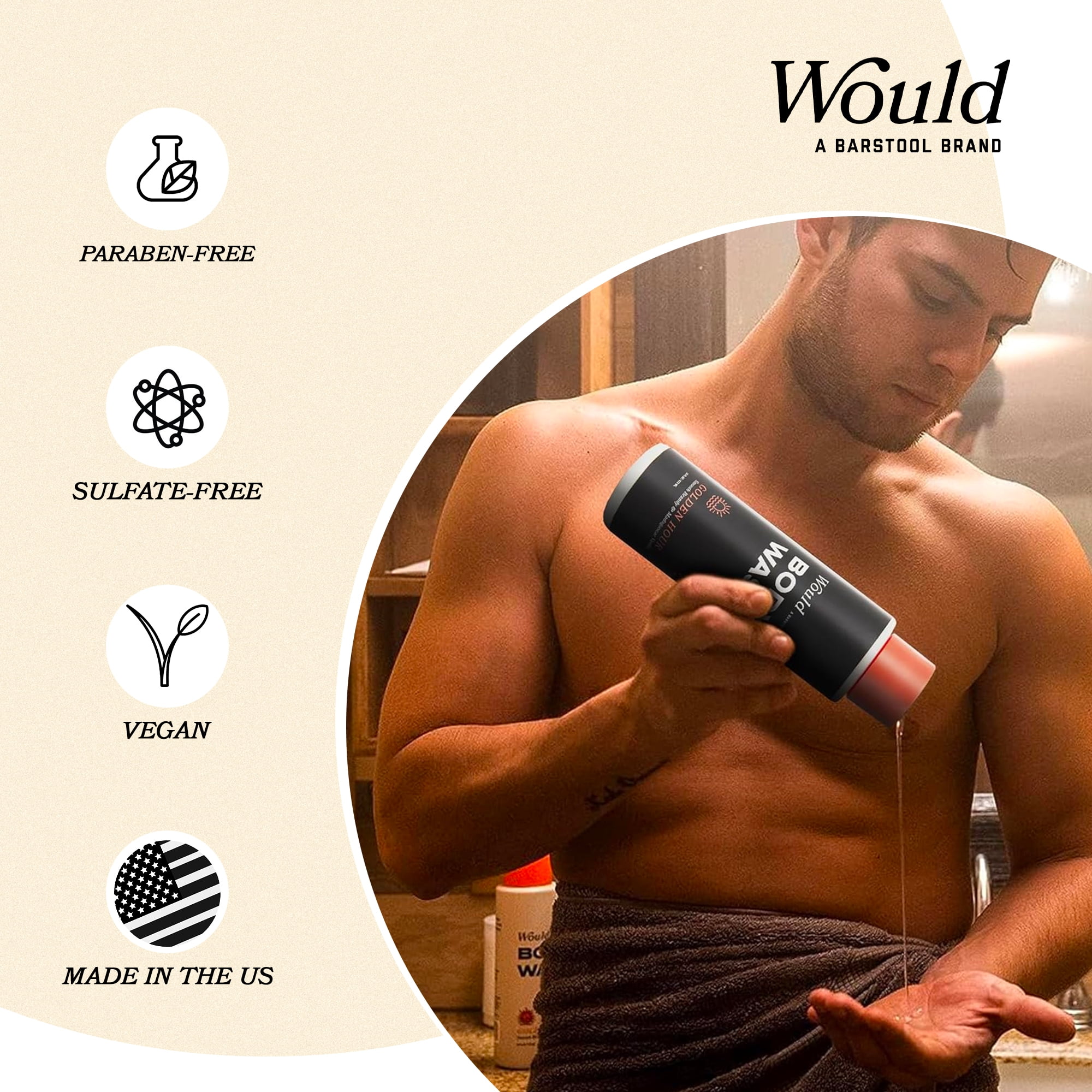 Would by Barstool Sports, Adult Body Wash, Golden Hour, 16 oz, All Skin Types
