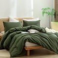 thumbnail image 2 of BESTOUCH Duvet Cover Set 100% Washed Cotton Linen Feel Super Soft Comfortable Chic Lightweight 2 Pcs Home Bedding Set (Olive Green, Twin 68" x 90"), 2 of 6