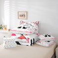thumbnail image 6 of Homewish Romantic Valentine 7 Pieces Bedding Comforter Set,Kawaii Cat Kitten Silhouette Full Bedding Set,Pink Loves Pattern Fitted Sheet Flat Sheet For Girls Kids,Breathable Home Decor Reversible, 6 of 8