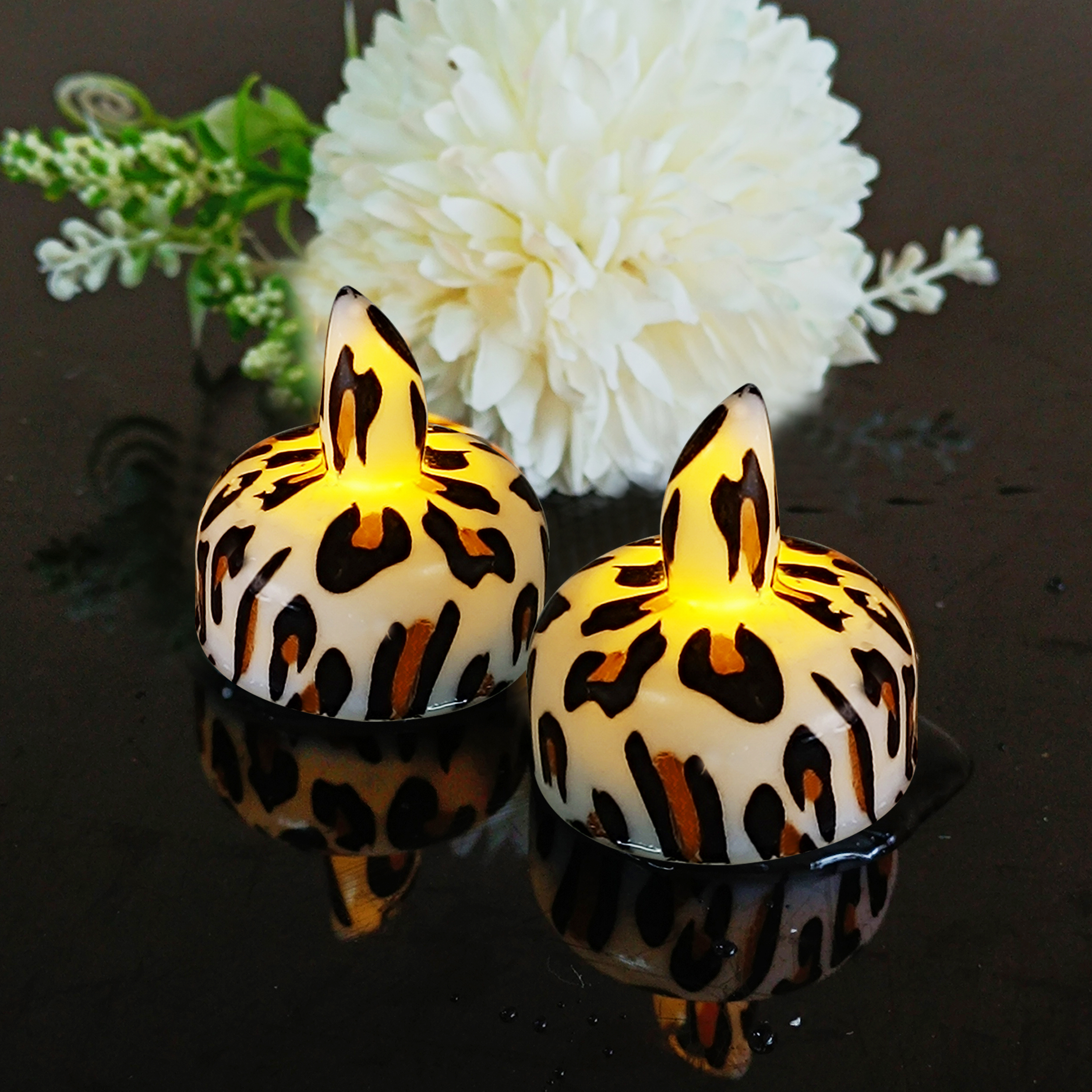 FCMSHAMD 24 Pcs Printed Flameless Floating Candles, Warm White Led Flickering Tealight Candles in Bulk, Decor for Wedding, Party, Centerpiece, Pool, Christmas