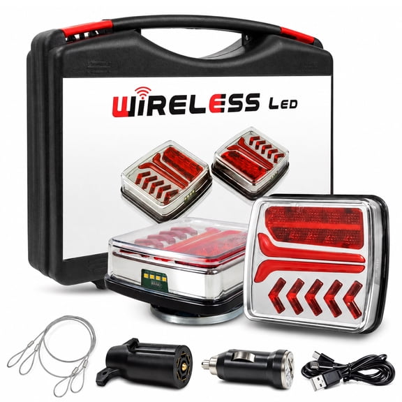 SLUMLOVE Wireless Trailer Lights Magnetic -Rechargeable LED Light Kit , IP67 Waterproof for Trucks/Boats/RVs, Trailer Accessories