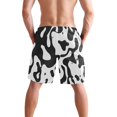 thumbnail image 3 of Dailycode Men's Quick Dry Swim Trunks Beach Shorts Casual Summer Board Shorts with Pockets, Black and Graffiti, 3 of 8