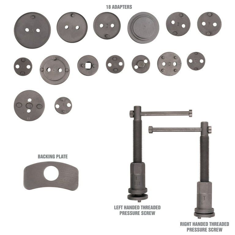 OEMTOOLS 27113 18 Piece Disc Caliper Set, Brake Pad Replacement Tool, Works  on Most Domestic Cars with Disc Brakes, Forces Pistons Back into the Caliper  